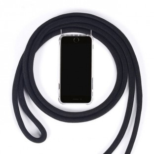 iPhone Xr Necklace Étui en caoutchouc pour téléphone portable avec cordon noir