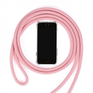 iPhone Xs Max Necklace Rubber Phone Case with Cord Pink