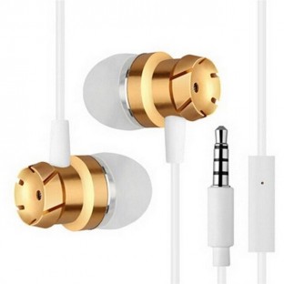 In-Ear Stereo Headphones 3.5mm with Microphone and Remote Control white / gold