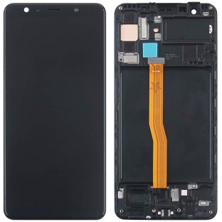 Ersatzdisplay Samsung Galaxy A7 (2018) LCD Digitizer Schwarz mit Rahmen vormontiert