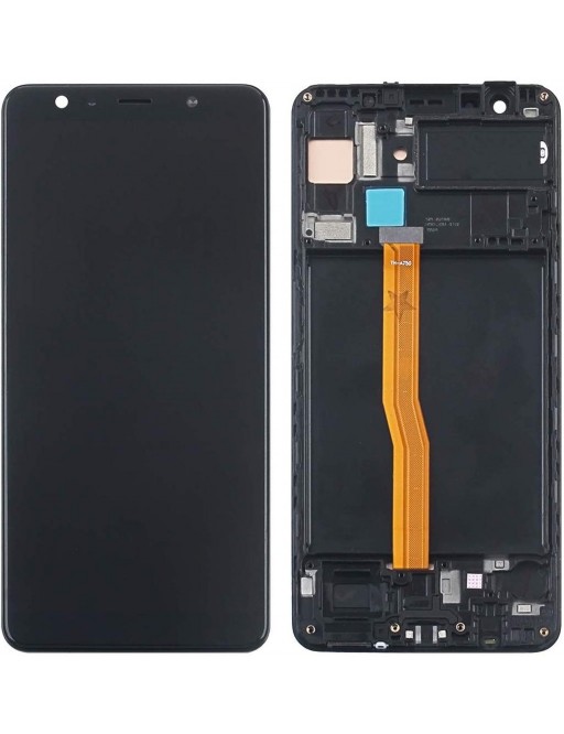 Ersatzdisplay Samsung Galaxy A7 (2018) LCD Digitizer Schwarz mit Rahmen vormontiert