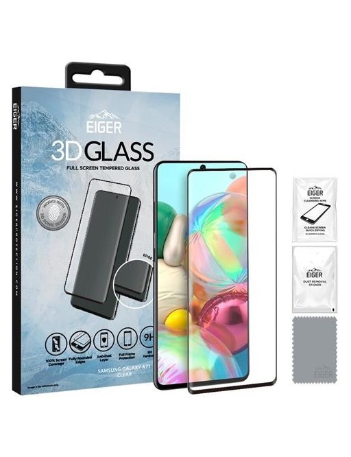 Eiger Samsung Galaxy A71 3D Glass display protection glass suitable for use with cover (EGSP00572)