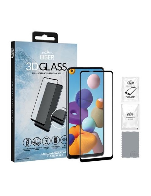Eiger Samsung Galaxy A21s 3D Glass verre de protection d'écran à utiliser avec la couverture (EGSP00618)