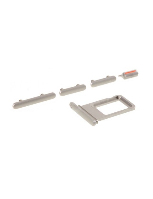 Sim Tray Card Slider Adapter with Power, Volume and Mute Button for iPhone 11 Silver (A2111, A2223, A2221)
