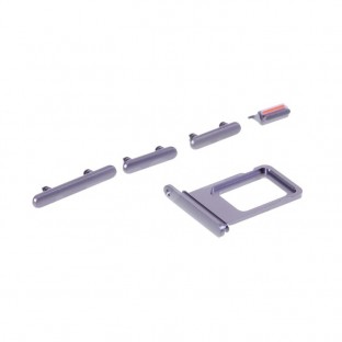 Sim Tray Card Slider Adapter with Power, Volume and Mute Button for iPhone 11 Purple (A2111, A2223, A2221)