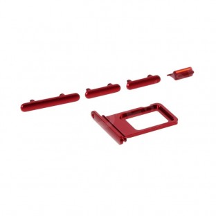Sim Tray Card Slider Adapter with Power, Volume and Mute Button for iPhone 11 Red (A2111, A2223, A2221)