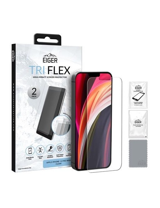 Lot de 2 films de protection de l'écran Eiger iPhone 12 Pro Max Tri Flex (EGSP00631)