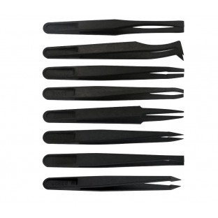 8-piece Anti-Static Universal Tweezers Set Black