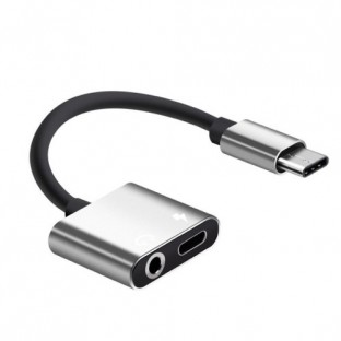 Adapter USB-C zu USB-C und 3.5mm Kopfhöreranschluss Silber