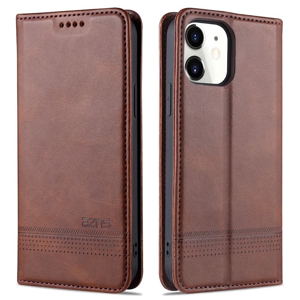 Étui / housse pour iPhone 12 / 12 Pro en aspect cuir brun