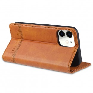 Étui / housse pour iPhone 12 / 12 Pro en aspect cuir brun