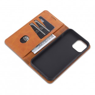 iPhone 12 / 12 Pro case / cover in leather look brown