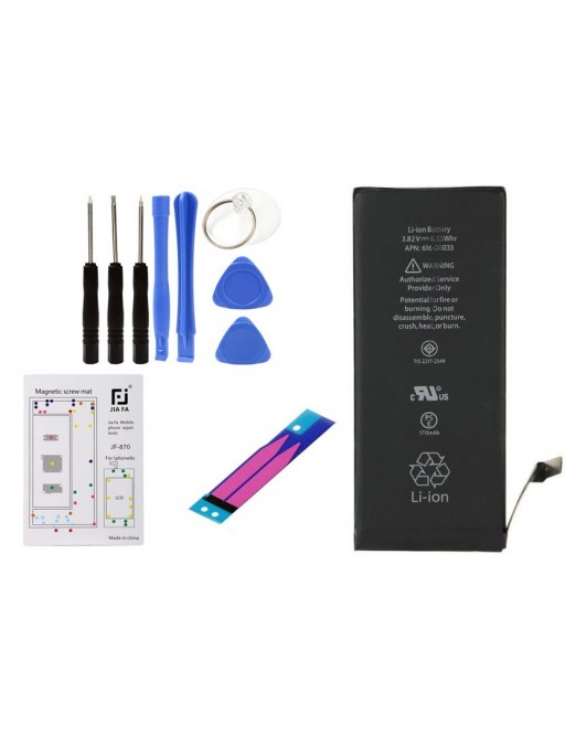 Complete set: iPhone 6S battery with tool set 8 in 1, magnetic screw holder mat and adhesive glue