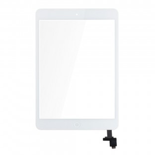 iPad Mini 1 / 2 Touchscreen vetro digitalizzatore + IC connettore bianco preassemblato (A1432, A1454, A1455, A1489, A1490, A1491