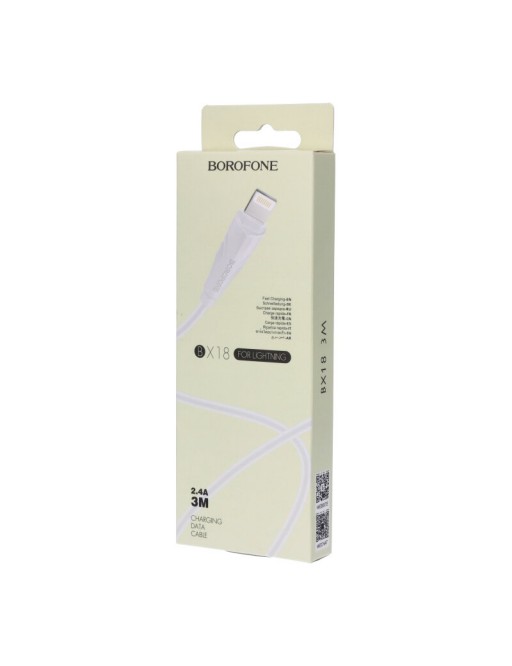 BOROFONE 3 Meter USB to Lightning Charging Cable White