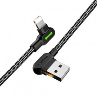 3 Meter Angled USB to Lightning Cable with LED Black