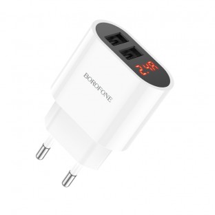 Dual Port Charger Adapter with Display White