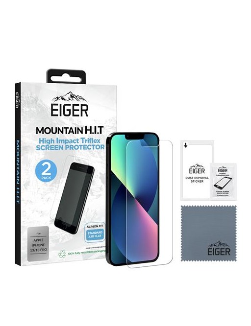 Eiger iPhone 14 / 13 / 13 Pro Tri-Flex High Impact Screen Protector 2-Pack (EGSP00785)