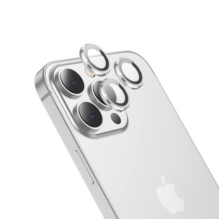 iPhone 14 Pro / 14 Pro Max HOCO 3D Vetro di protezione della fotocamera posteriore Argento
