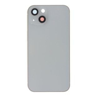 coque arrière de l'iPhone 13 avec cadre, lentille et glissière SIM blanche