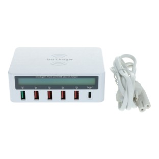 Multiport quick charging station with LCD display