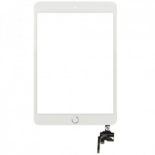 digitateur en verre pour écran tactile de l'iPad Mini 3 + Connecteur IC Blanc Pré-assemblé (A1599, A1600)