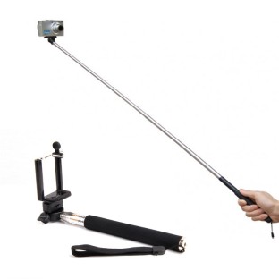Bastone da selfie estensibile per fotocamere e telefoni cellulari (nero)