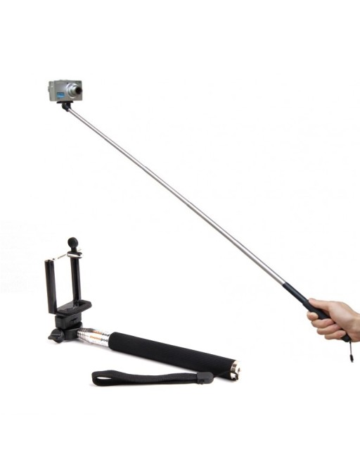 Bastone da selfie estensibile per fotocamere e telefoni cellulari (nero)