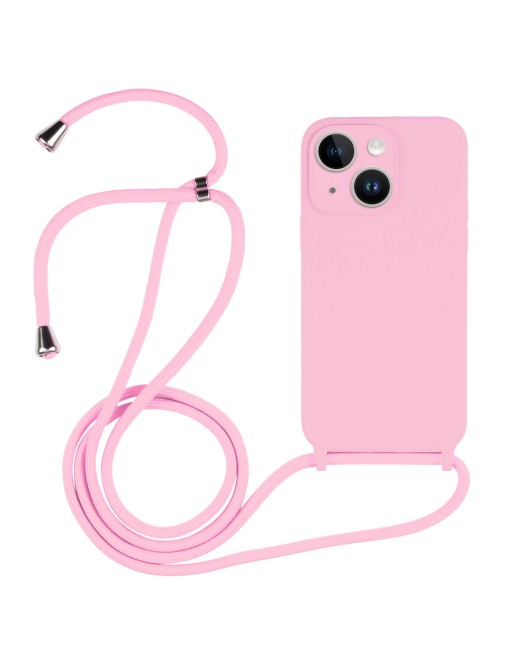 Necklace Mobile Phone Chain Case for iPhone 14 (Pink)