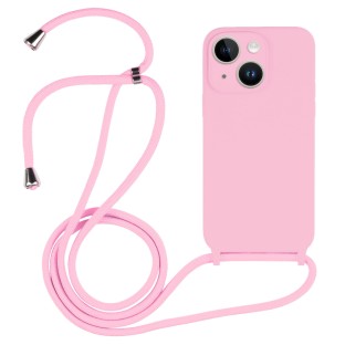 Necklace Mobile Phone Chain Case for iPhone 14 Plus (Pink)