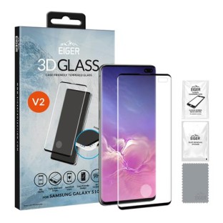 Eiger Samsung Galaxy S10 Plus Film protecteur d'écran en verre armé 3D plein écran avec cadre noir (EGSP00505)