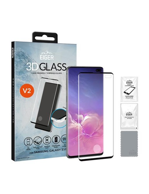 Eiger Samsung Galaxy S10 Plus Film protecteur d'écran en verre armé 3D plein écran avec cadre noir (EGSP00505)
