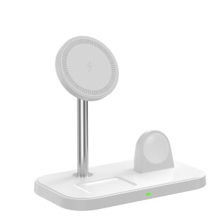 caricatore wireless magnetico 3in1 per iPhone 12 / 13 / 14, Apple Watch e AirPods in bianco