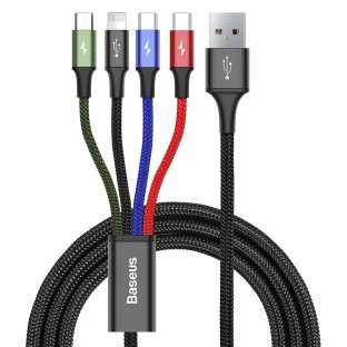 4in1 USB-A zu 2 x USB-C + Lightning + Micro-USB Kabel 1.2m