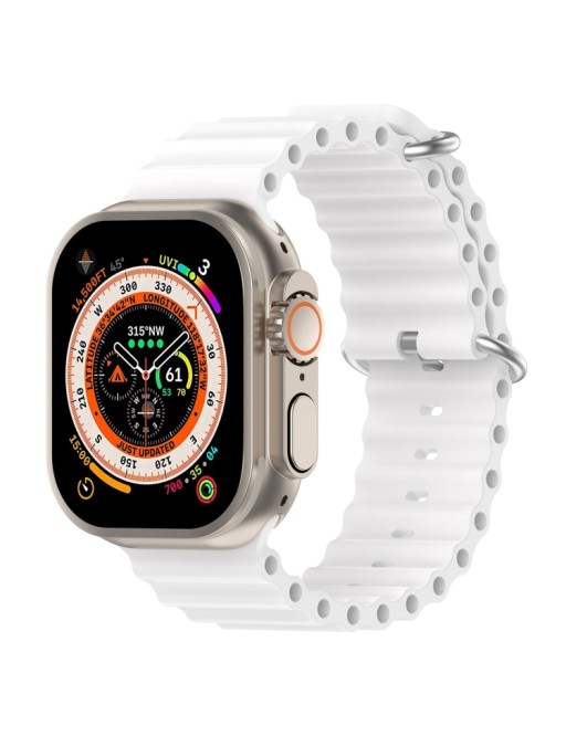Bracelet en silicone Blanc pour Apple Watch Ultra 49mm / Series 7&8 45mm /  Series 4-6, SE