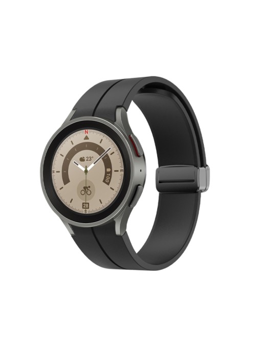 Bracelet en silicone noir pour Samsung Galaxy Watch 5 40mm / 44mm / Pro 45mm