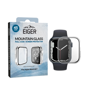 Apple Watch 8/7 45mm  Full Case Schutz transparent Mountain Glass Full Case Clear