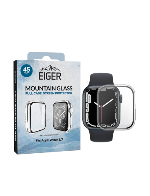 Apple Watch 8/7 45mm  Full Case Schutz transparent Mountain Glass Full Case Clear