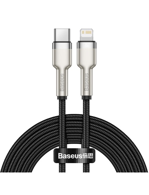 Baseus 2 mètres de câble de chargement USB-C vers Lightning noir