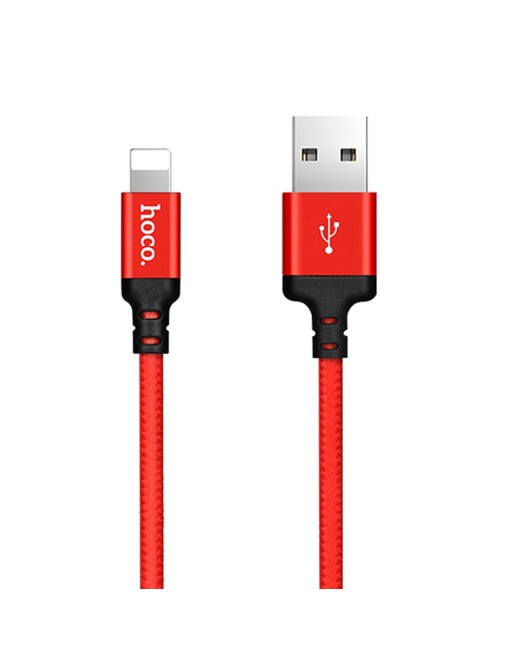 hoco 1m Braided USB to Lightning Data & Charging Cable Red