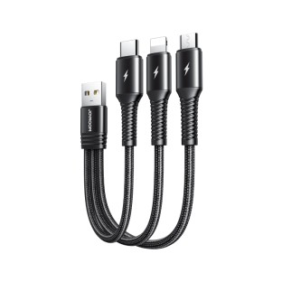 Joyroom 3.5A 3in1 USB zu Micro USB / USB-C/ Lightning Ladekabel kurz S-01530G9 Schwarz