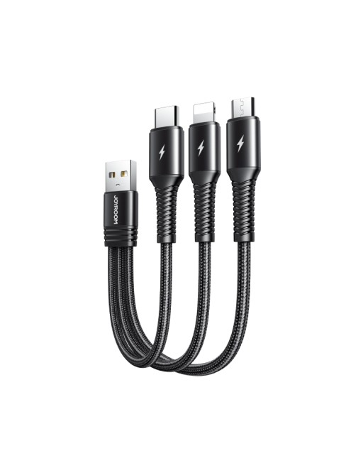 Joyroom 3.5A 3in1 USB to Micro USB / USB-C / Lightning Charging Cable S-01530G9 Black