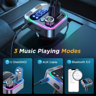 Joyroom 48W Bluetooth 5.0 Auto Kabelloser FM Transmitter JR-CL16 Silber