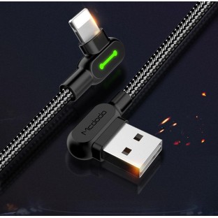 Mcdodo 1.8m abgewinkeltes USB-A auf Lightning Ladekabel Schwarz