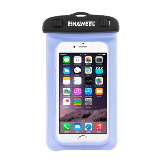 Haweel transparent waterproof universal case with loop for mobile phones Blue