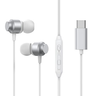 JOYROOM USB-C in-ear headphones with cable silver / white