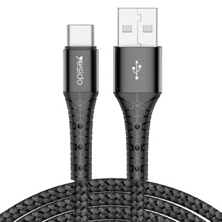 Yesido 2m USB-A vers USB-C câble de charge noir