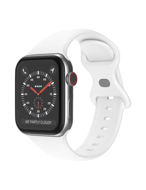 Bracciale in silicone per Apple Watch Series 7,8,9 41mm / SE 2-6 40mm / 1,2.3 38mm Bianco