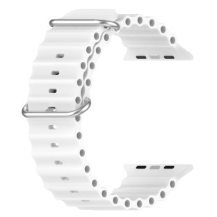 Bracelet en silicone pour Apple Watch Series 7,8,9 41mm / SE 2-6 40mm / 1,2,3 38mm Blanc