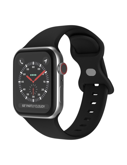 Bracelet en silicone pour Apple Watch Ultra 49mm / Watch Ultra 2 49mm / Series 7,8,9 45mm / SE 2-6 44mm / 1,2,3 42mm noir